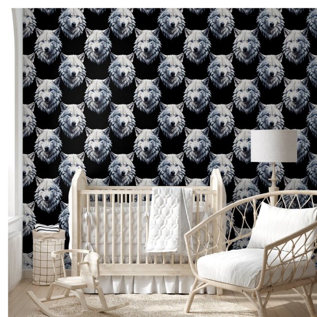 Design des weißen Wolfskopfes Tapete (Von Creator hochgeladen)