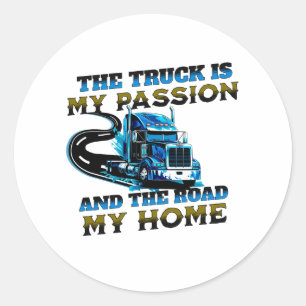 Design des Zuhause-Treibers für die blaue LKW-Gesc Runder Aufkleber