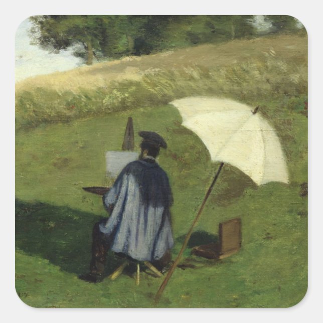 Design Dubois Painting in the Open Air, c.1852 Quadratischer Aufkleber (Vorderseite)