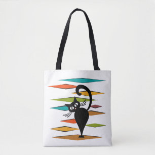 Design einer schwarzen Katze im Stil der Mitte des