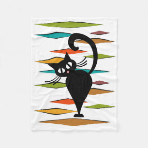 Design einer schwarzen Katze im Stil der Mitte des Fleecedecke