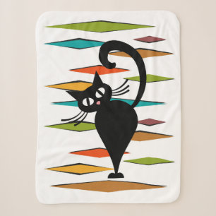 Design einer schwarzen Katze im Stil der Mitte des Sherpadecke