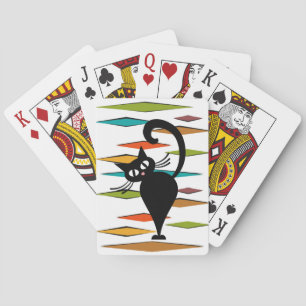 Design einer schwarzen Katze im Stil der Mitte des Spielkarten