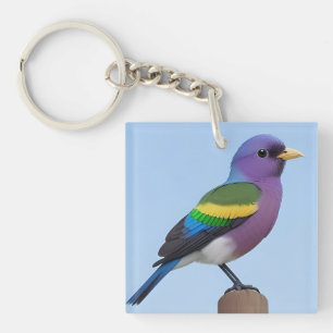🌿 Design eines auf einem Pfosten sitzenden Vogels Schlüsselanhänger
