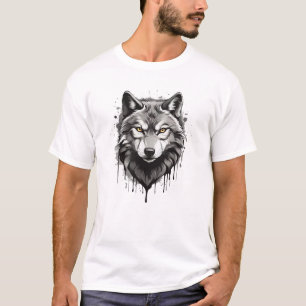 Design eines WOLF mit großen schwarzen Augen T-Shirt