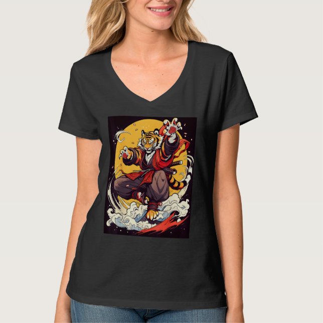 Design Featuring a Majestic Tiger in the World of  T-Shirt (Vorderseite)