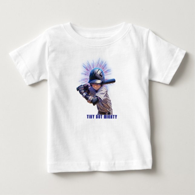 Design for Tiny but Mighty Baseball Player Baby T-shirt (Vorderseite)