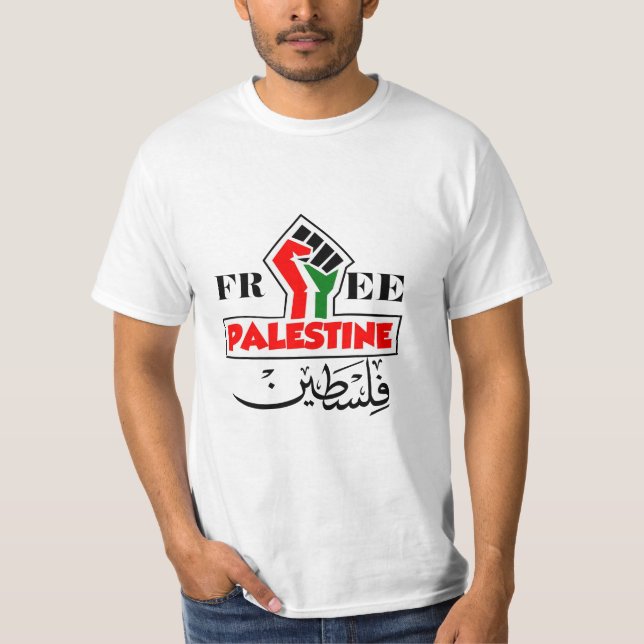 Design "FREE PALESTINE" - Solidarität und Widersta T-Shirt (Vorderseite)