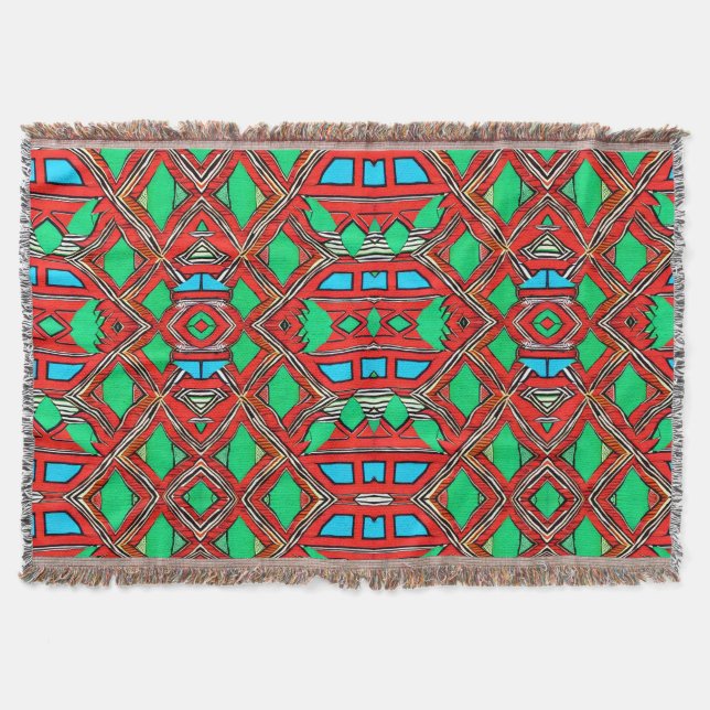 Design für afrikanisches Fabric Red Green Blue Decke (Vorderseite)