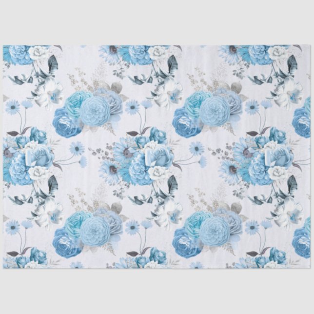 Design für blaue Floral 2 Seidenpapier (Vorderseite)