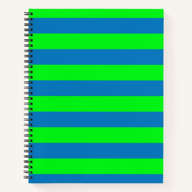 Design für blaue und grüne Streifen Notizbuch (Vorderseite)