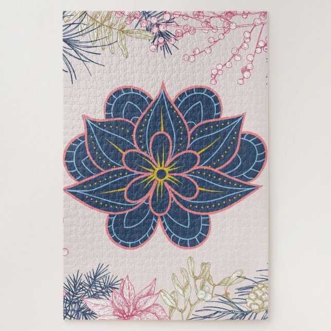 Design für blaues und Lila Paisley-Muster Puzzle (Vertikal)