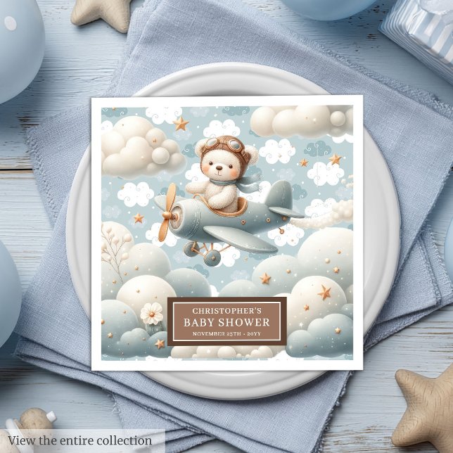Design für das Pilotprojekt "Custom Baby Shooter N Serviette (Custom Baby Shower Napkins Teddy Bear Pilot Design)