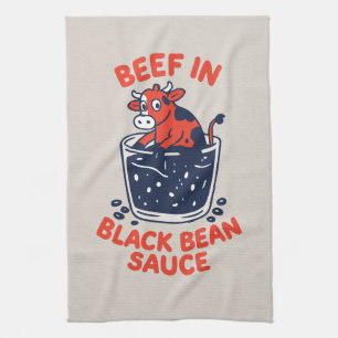 Design für das Rindfleisch in der Sauce Geschirrtuch