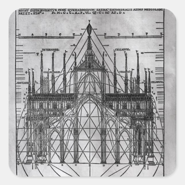 Design für die Mailänder Kathedrale Quadratischer Aufkleber (Vorderseite)