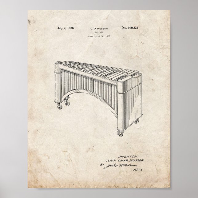 Design für ein Marimba-Patent - Old Look Poster (Vorne)