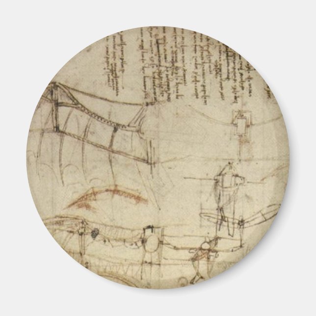 Design für eine Flugmaschine von Leonardo Da Vinci Magnet (Vorne)
