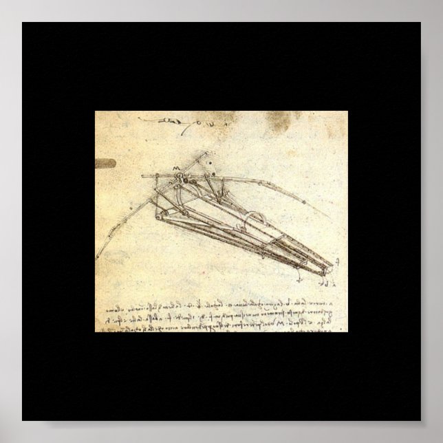 Design für eine Flugmaschine von Leonardo Da Vinci Poster (Vorne)