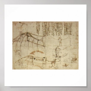 Design für eine Flugmaschine von Leonardo Da Vinci Poster