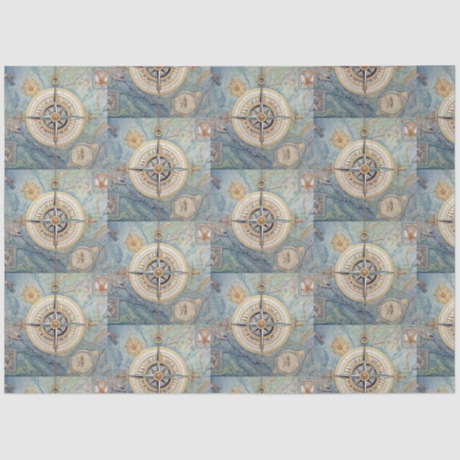 Design für eine Reihe von Nautical Compass 17 Seidenpapier (Vorderseite)