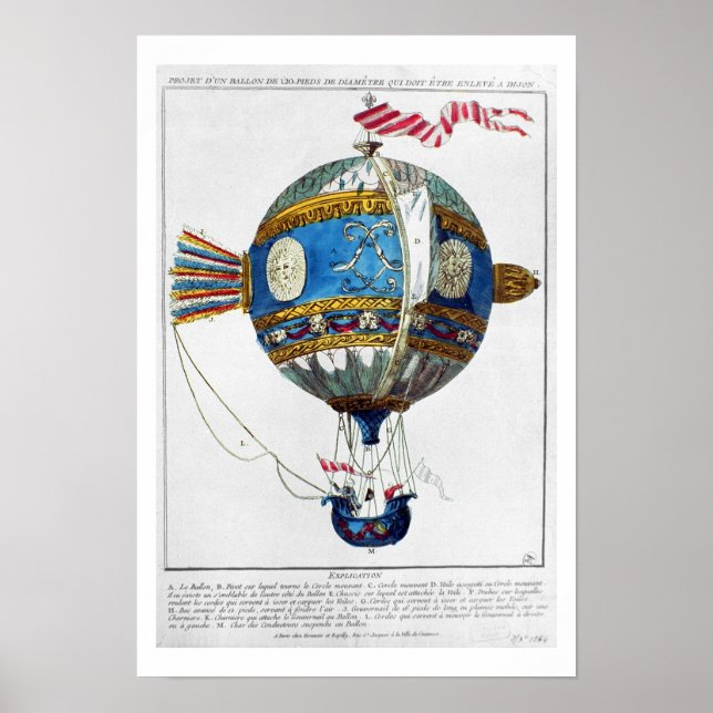 Design für einen Heißluftballon mit einem Durchmes Poster (Vorne)