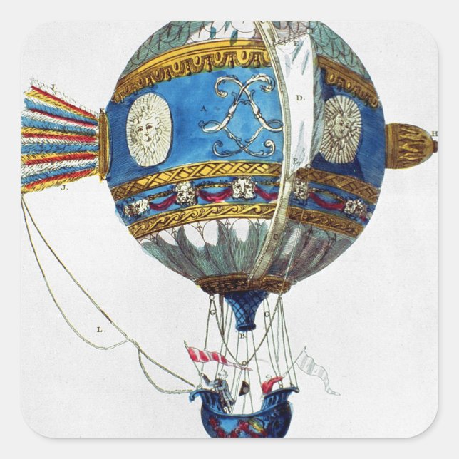 Design für einen Heißluftballon mit einem Durchmes Quadratischer Aufkleber (Vorderseite)