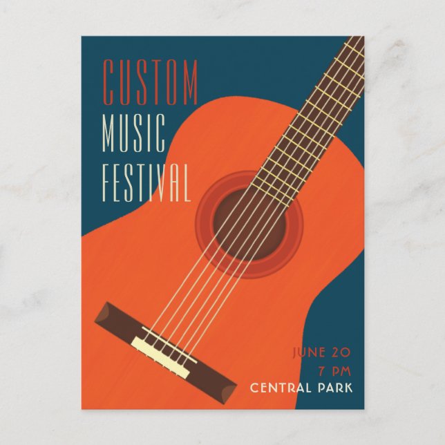 Design für Gitarre- und Musikveranstaltungen Postkarte (Vorderseite)
