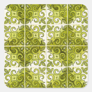 Design für grüne Tile 2 - Wirbel Quadratischer Aufkleber