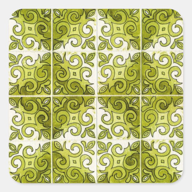 Design für grüne Tile 2 - Wirbel Quadratischer Aufkleber (Vorderseite)