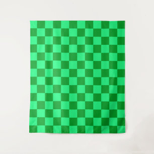 Design für helles und dunkelgrünes Schachbrett Wandteppich