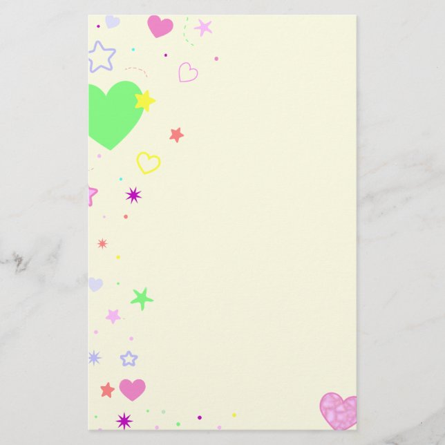 Design für Herz und Sterne Briefpapier (Vorderseite)