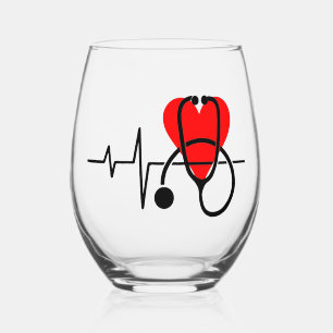 Design für Herz und Stethoscope Gesundheitswesen Weinglas Ohne Stiel