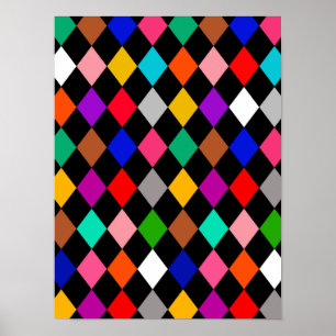 Design für mehrfarbiges Harlequin Diamonds Poster