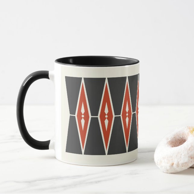 Design für rote und schwarze Nordic Geometrie Tasse (Mit Donut)