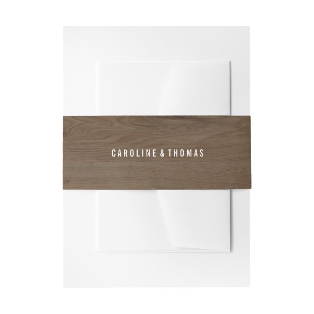 Design für rustikales Holz und Spitzenband Einladungsbanderole (Vorderseite Beispiel)