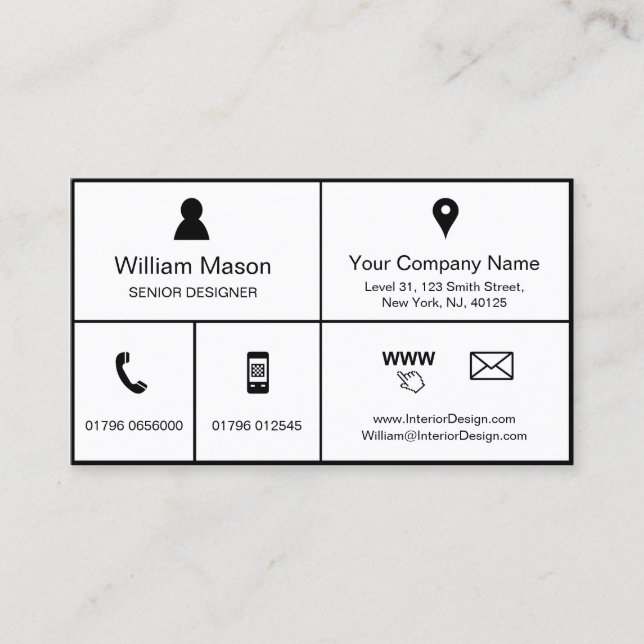 Design für Schwarz/Weiß-Metro-Stil - Visitenkarte (Vorderseite)