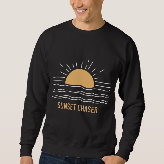 Design für Sonnenuntergangsjäger und Strandliebhab Sweatshirt (Vorderseite)