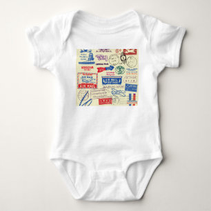Design für Vintage-Dokument-Stempel-Set. Baby Strampler