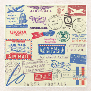 Design für Vintage-Dokument-Stempel-Set. Glasuntersetzer