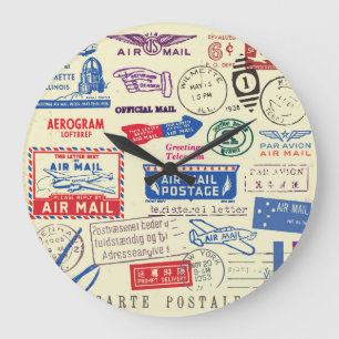Design für Vintage-Dokument-Stempel-Set. Große Wanduhr