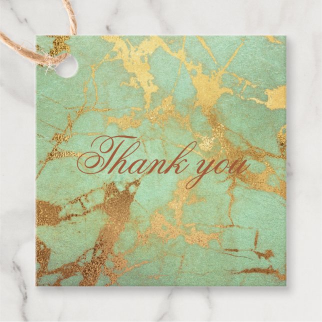 Design für zeitgenössisches Blau- und Goldmarmor Geschenkanhänger (Vorderseite)