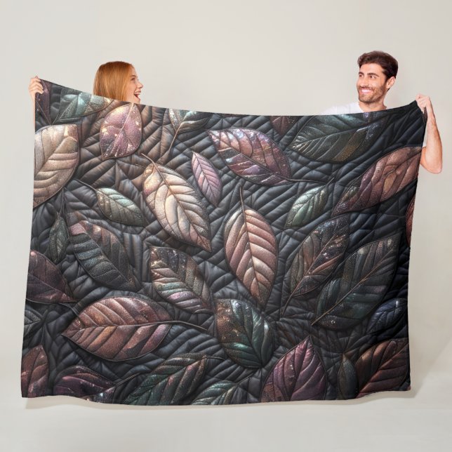 Design gequilter irrisierender Blätter Fleecedecke (Beispiel)