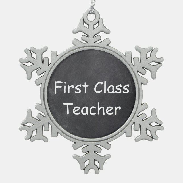 Design-Geschenk für Chalkboard-Lehrer der ersten K Schneeflocken Zinn-Ornament (Vorderseite)