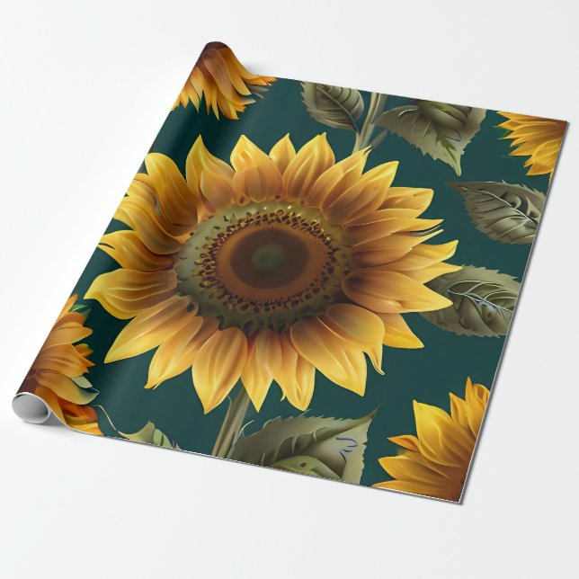 Design-Geschenk für Sonnenblumen Blumenmuster Geschenkpapier (Ungerollt)