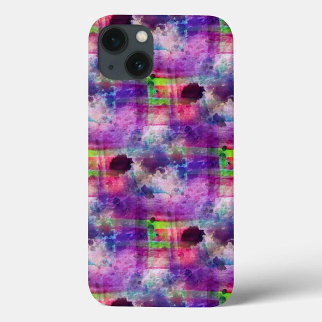 Design grün, lila Textur Aquarell Case-Mate iPhone Hülle (Rückseite)