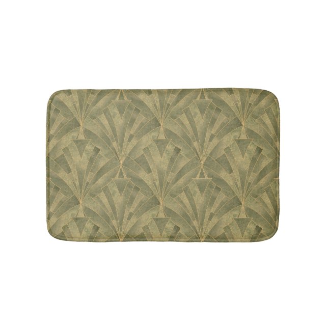 Design Grün und Gold Art Deco Muster Badematte (Vorderseite)