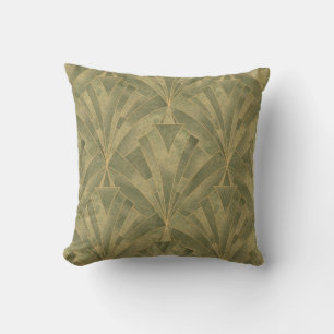 Design Grün und Gold Art Deco Muster Kissen