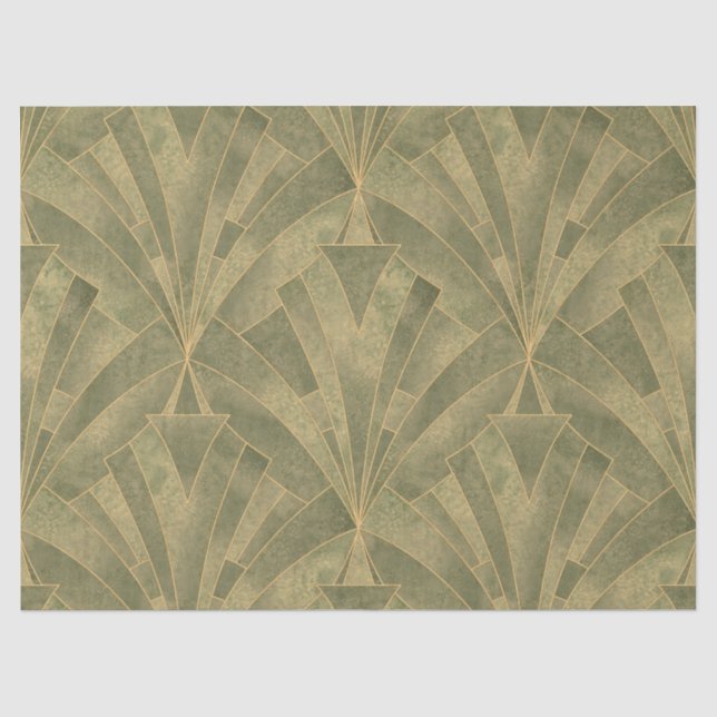 Design Grün und Gold Art Deco Muster Seidenpapier (Vorderseite)