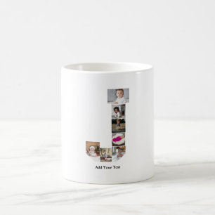 Design Ihres eigenen Letter J Foto Collage Poster Kaffeetasse