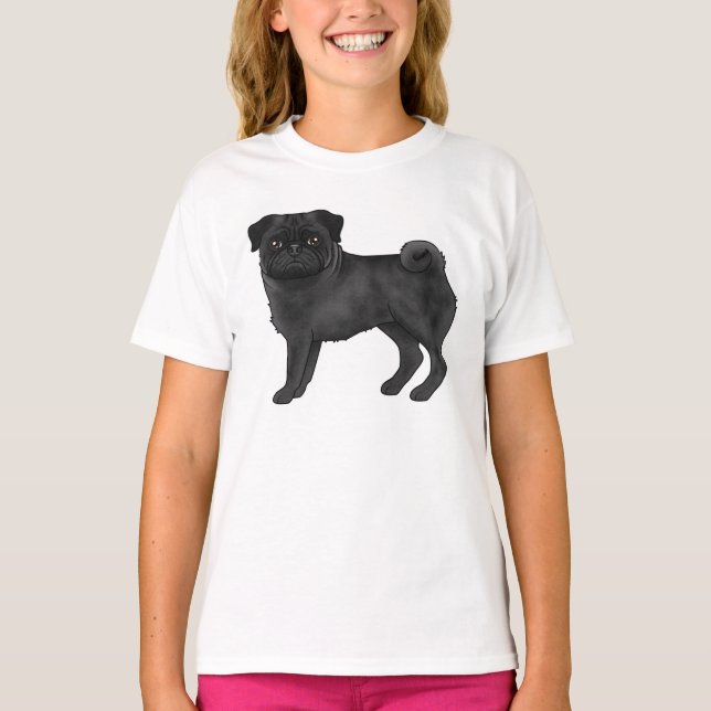 Design-Illustration für Hunde aus schwarzem Mops T-Shirt (Vorderseite)